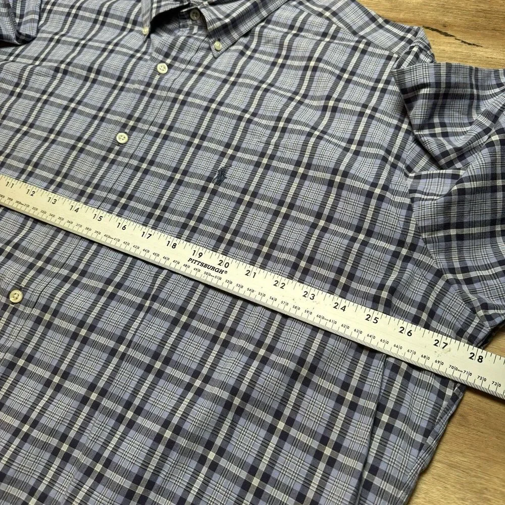 Polo Ralph Lauren‎ Dress Shirt Men's XL Blue Plaid Blake OCBD  Business Preppy